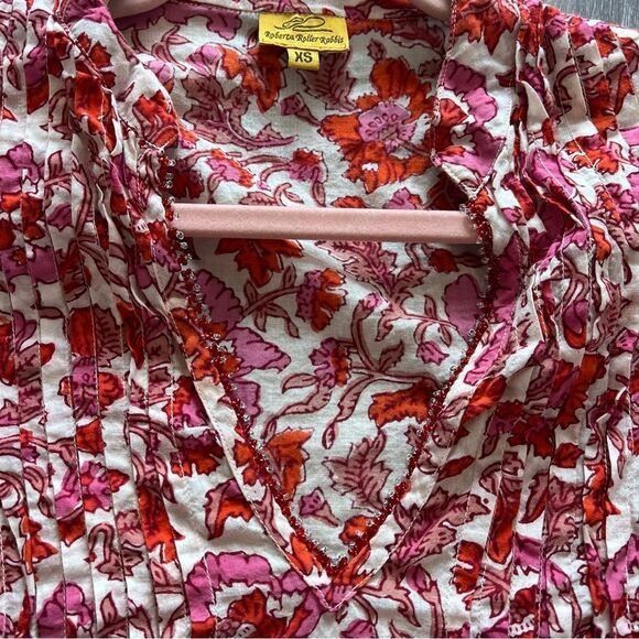 Roberta‎ roller rabbit signature beaded cotton blouse - Picture 4 of 8